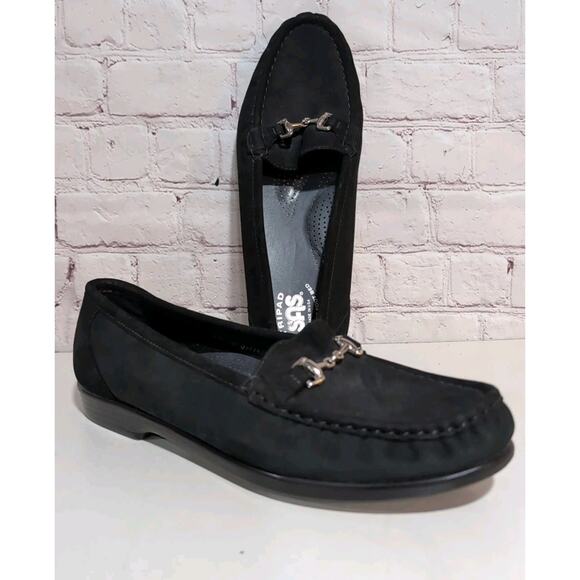 SAS Metro Horse Bit Loafer Women Size 10 Narrow Black Suede Leather MSRP $188.95 - Picture 1 of 12